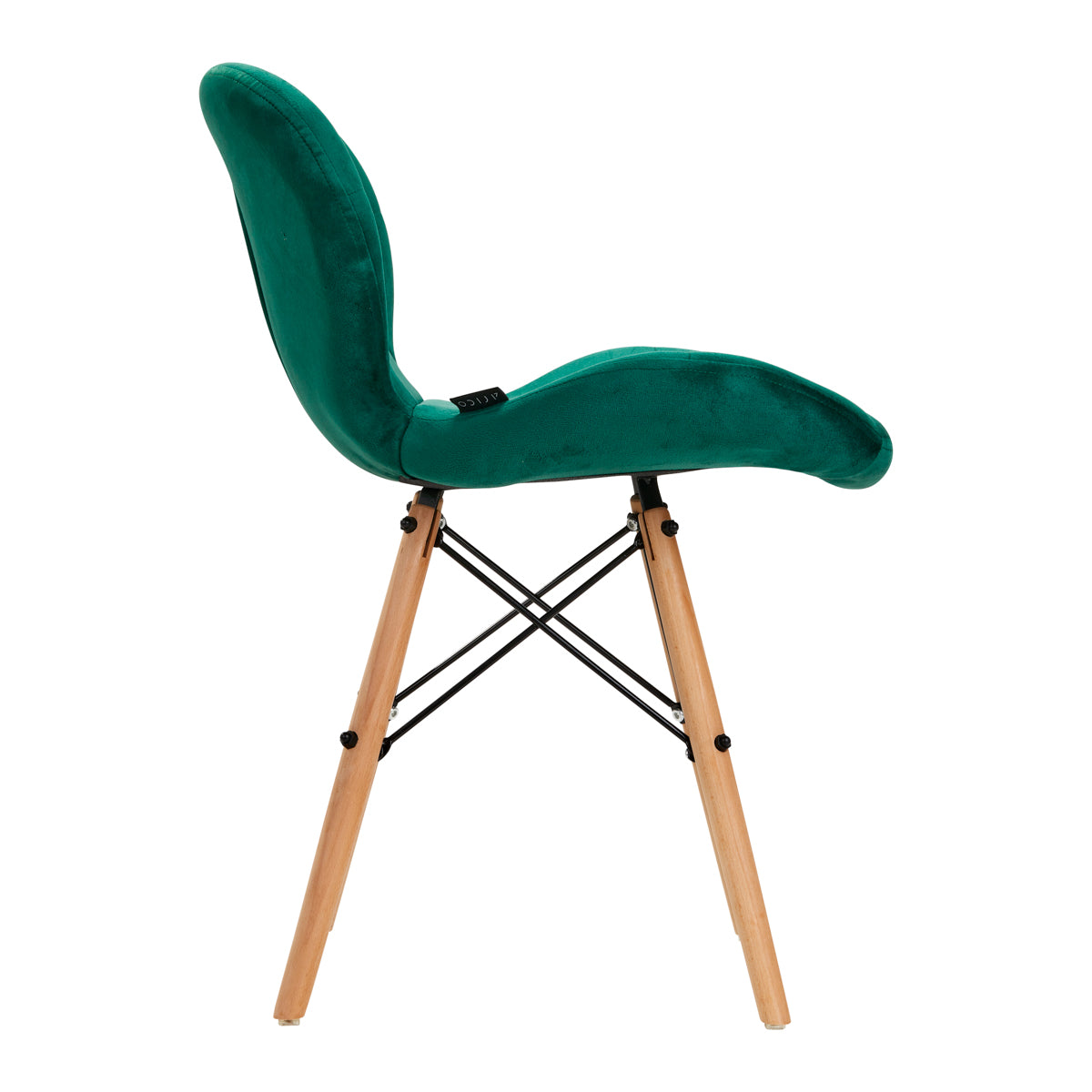 4Rico QS-186 Velvet Reception Chair Green - close-up of the upholstery and adjustment details