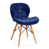 4Rico QS-186 Velvet Reception Chair Navy - full product view on a white background
