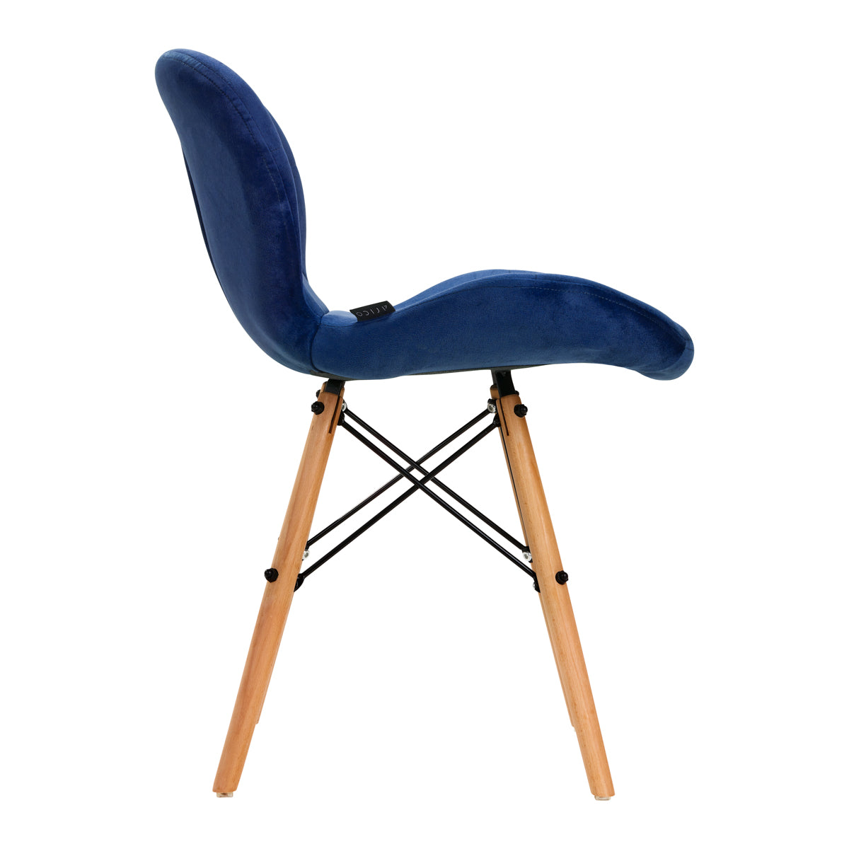 4Rico QS-186 Velvet Reception Chair Navy - dimensions and measurements shown