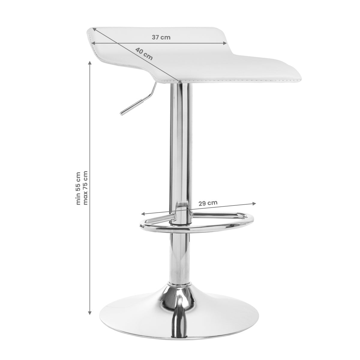4Rico QS-B08 Bar Stool White - full product view on a white background
