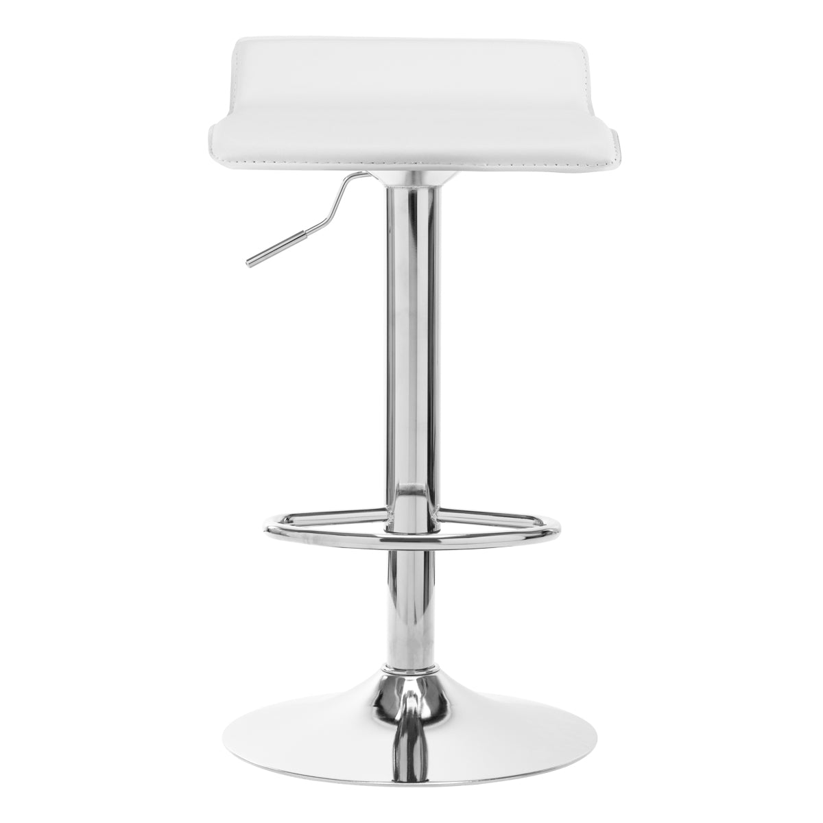 4Rico QS-B08 Bar Stool White - close-up of the upholstery and adjustment details