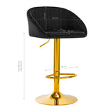 4Rico QS-B16G Velvet Bar Stool Black - full product view on a white background