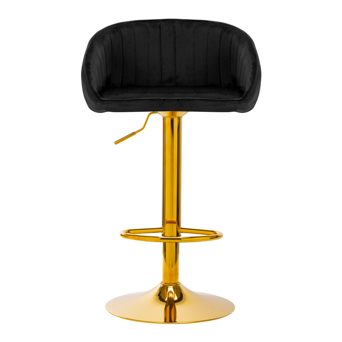4Rico QS-B16G Velvet Bar Stool Black - close-up of the upholstery and adjustment details
