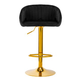 4Rico QS-B16G Velvet Bar Stool Black - close-up of the upholstery and adjustment details