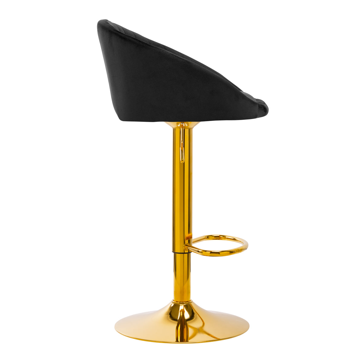 4Rico QS-B16G Velvet Bar Stool Black - close-up of the upholstery and adjustment details