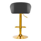 4Rico QS-B16G Velvet Bar Stool Grey - full product view on a white background