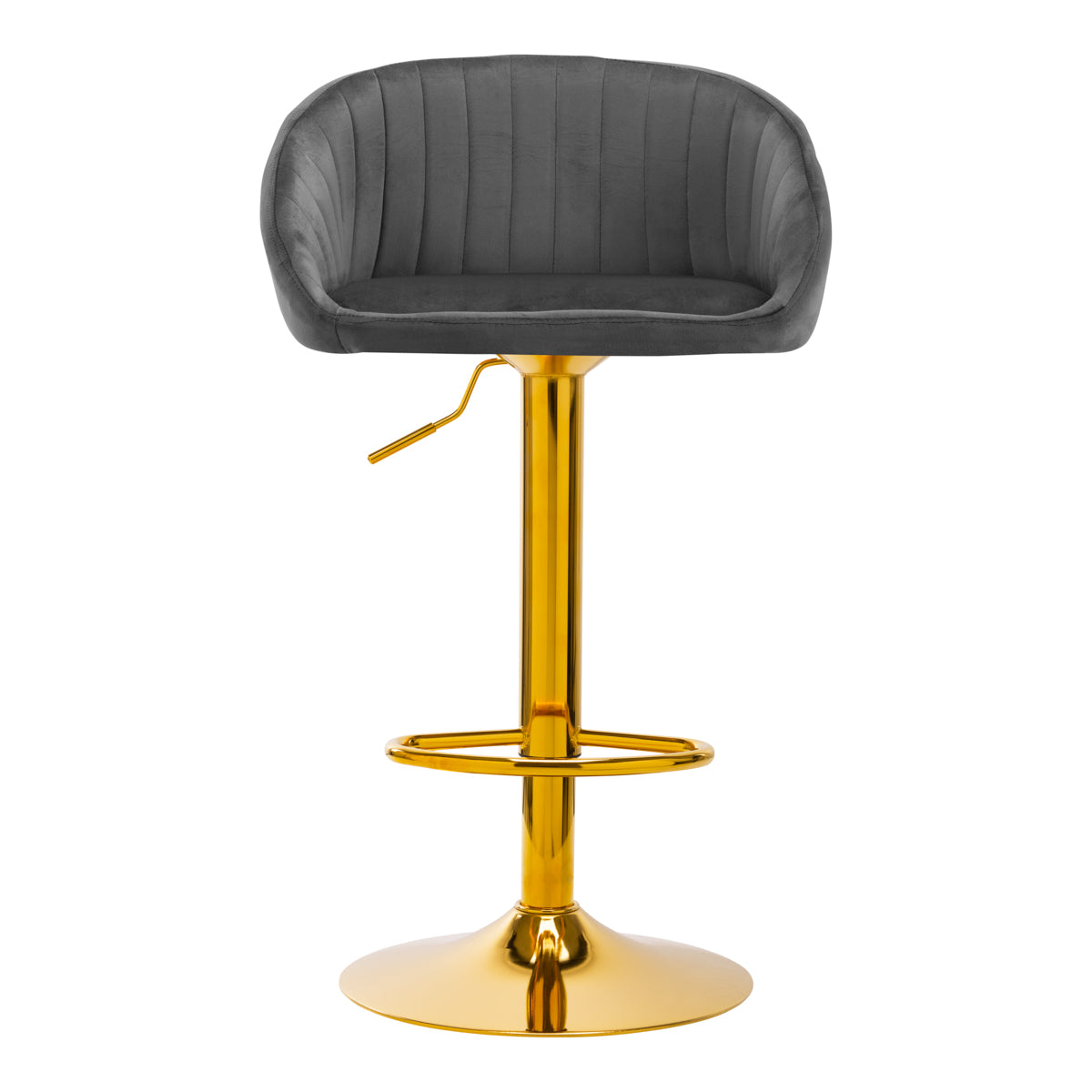 4Rico QS-B16G Velvet Bar Stool Grey - close-up of the upholstery and adjustment details
