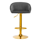 4Rico QS-B16G Velvet Bar Stool Grey - close-up of the upholstery and adjustment details