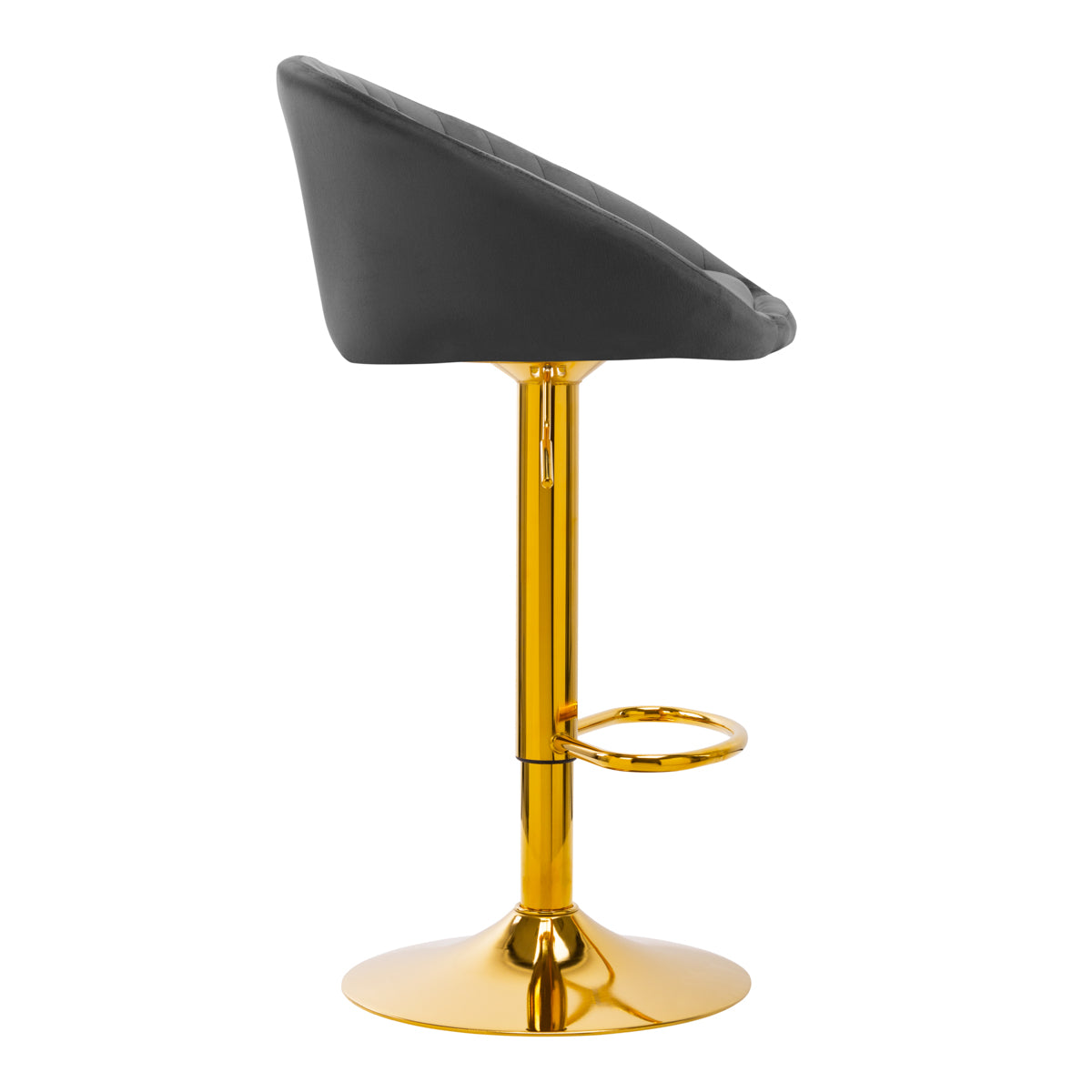 4Rico QS-B16G Velvet Bar Stool Grey - close-up of the upholstery and adjustment details