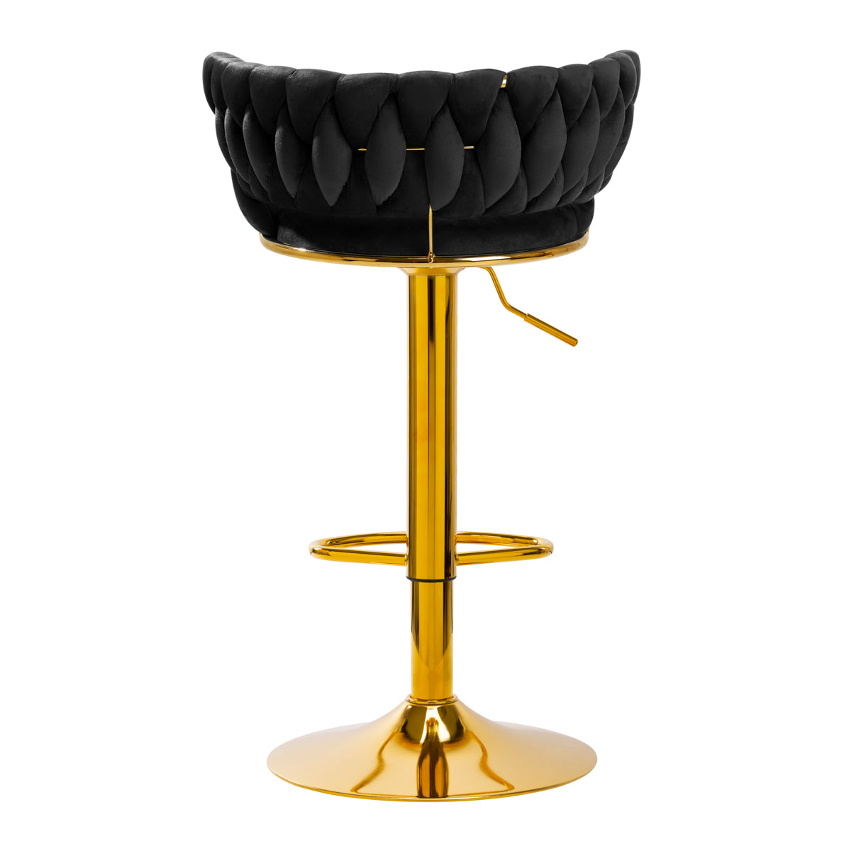4Rico QS-B313A Velvet Bar Stool Black - close-up of the upholstery and adjustment details