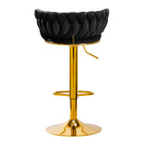 4Rico QS-B313A Velvet Bar Stool Black - close-up of the upholstery and adjustment details
