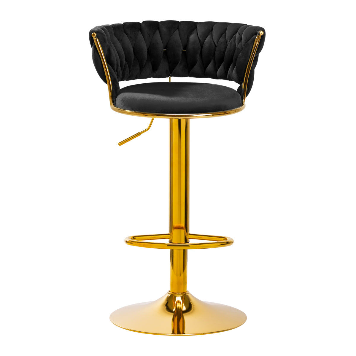 4Rico QS-B313A Velvet Bar Stool Black - close-up of the upholstery and adjustment details
