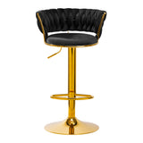 4Rico QS-B313A Velvet Bar Stool Black - close-up of the upholstery and adjustment details