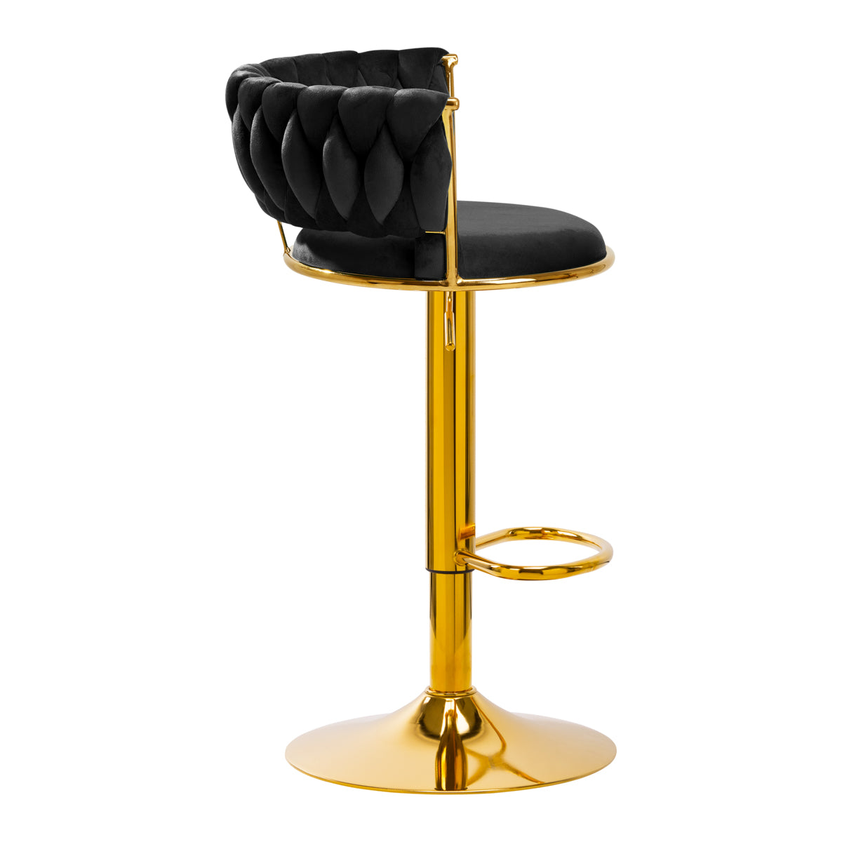 4Rico QS-B313A Velvet Bar Stool Black - close-up of the upholstery and adjustment details