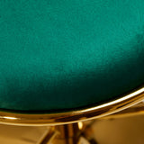 a close up of a green cushion on a chair