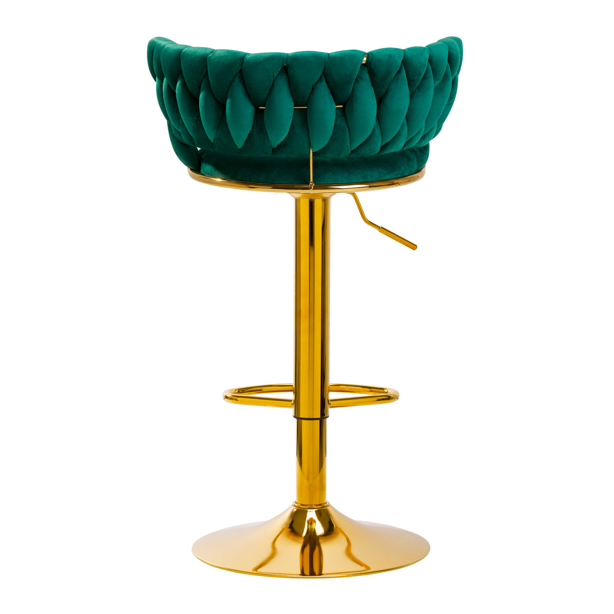 4Rico QS-B313A Velvet Bar Stool Green - close-up of the upholstery and adjustment details