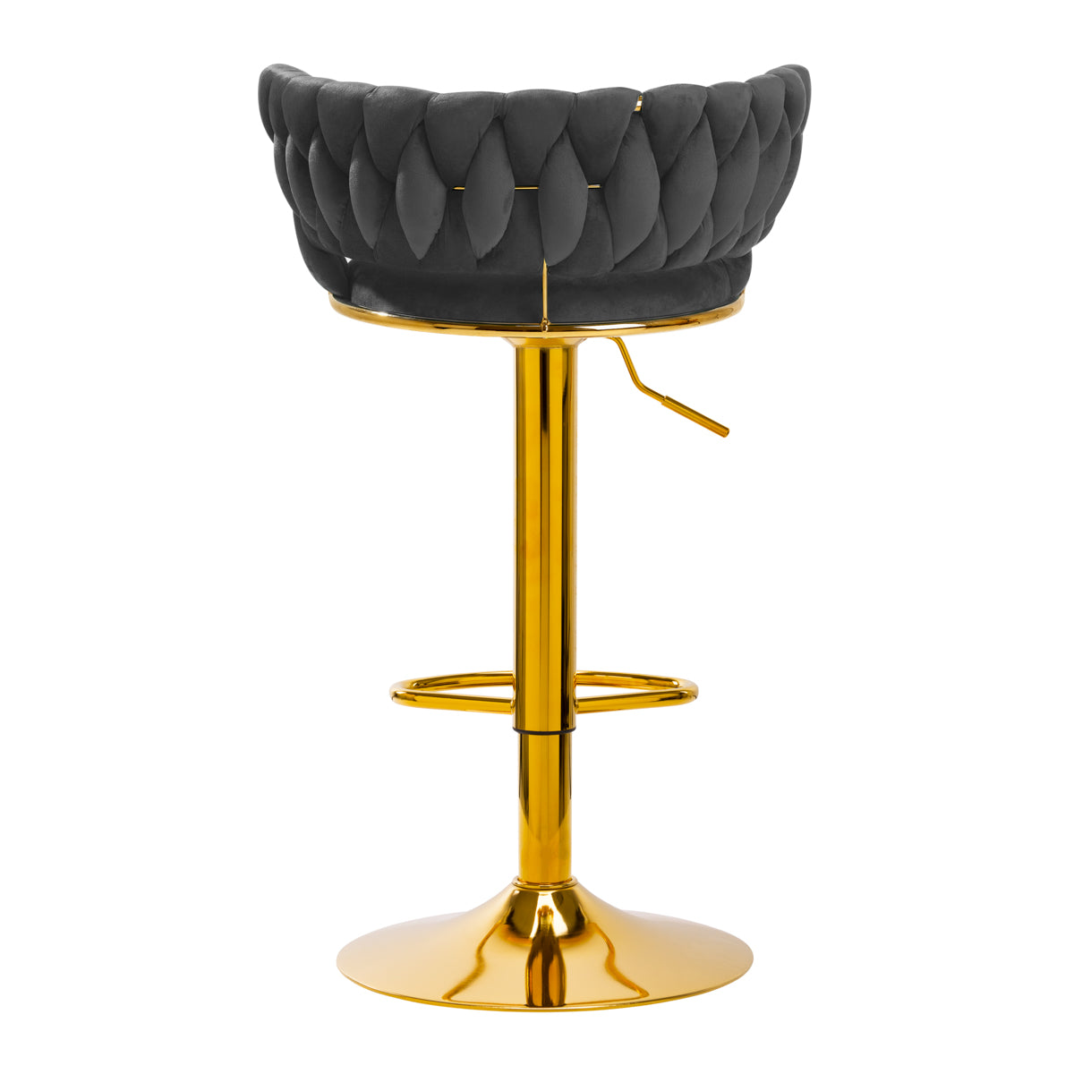 4Rico QS-B313A Velvet Bar Stool Grey - close-up of the upholstery and adjustment details