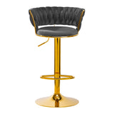 4Rico QS-B313A Velvet Bar Stool Grey - close-up of the upholstery and adjustment details