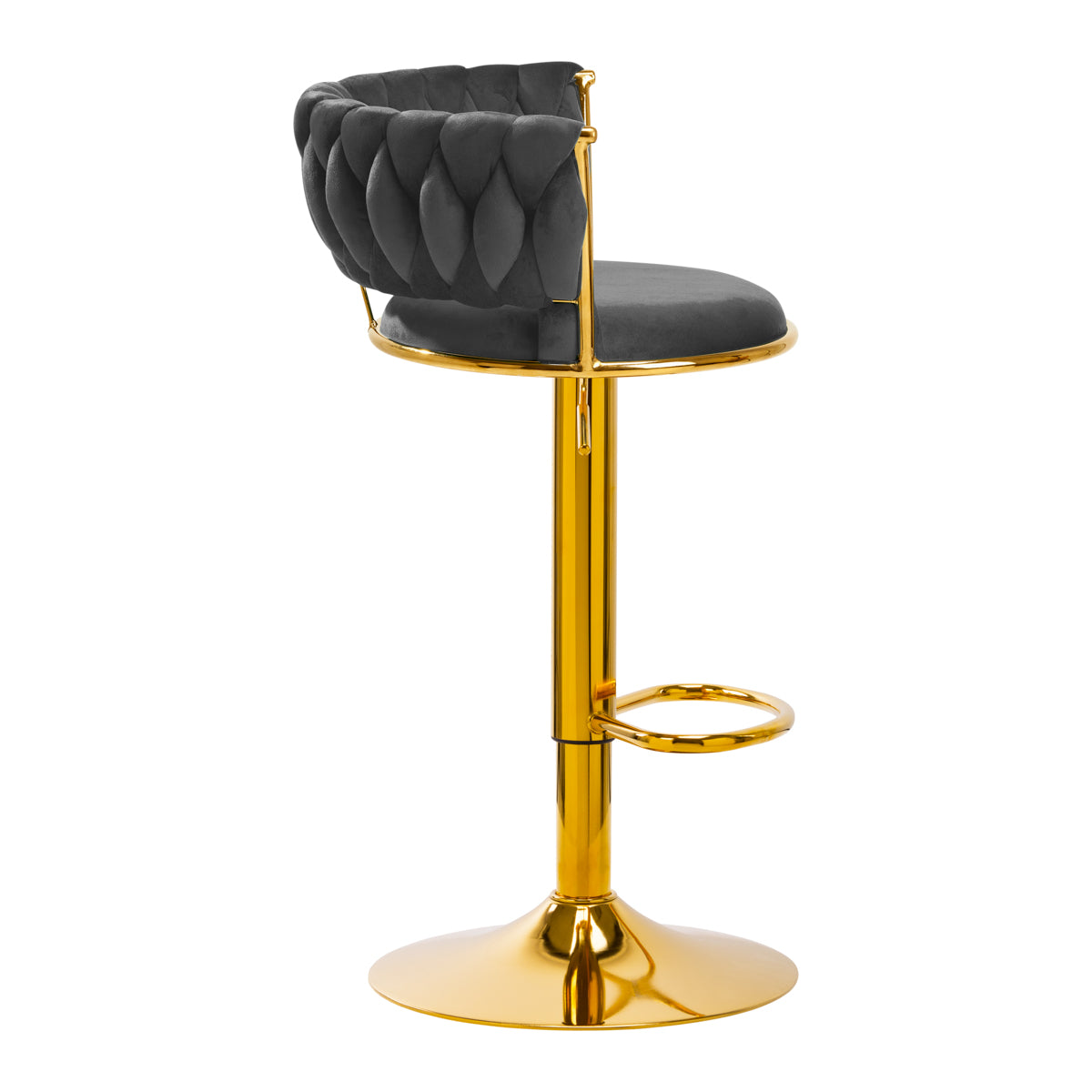 4Rico QS-B313A Velvet Bar Stool Grey - close-up of the upholstery and adjustment details