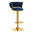4Rico QS-B313A Velvet Bar Stool Navy - full product view at an angle on a white background