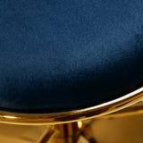 4Rico QS-B313A Velvet Bar Stool Navy - close-up of the upholstery and construction details