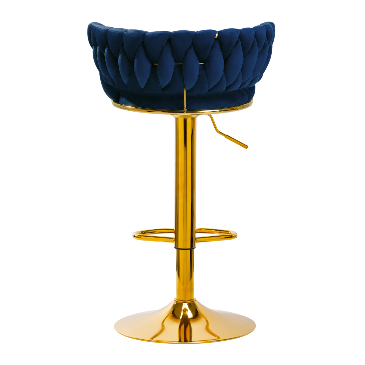 4Rico QS-B313A Velvet Bar Stool Navy - close-up of the upholstery and adjustment details