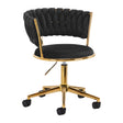 4Rico QS-GW01G Swivel Beauty Chair Black - full product view at an angle on a white background