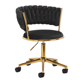 4Rico QS-GW01G Swivel Beauty Chair Black - full product view at an angle on a white background