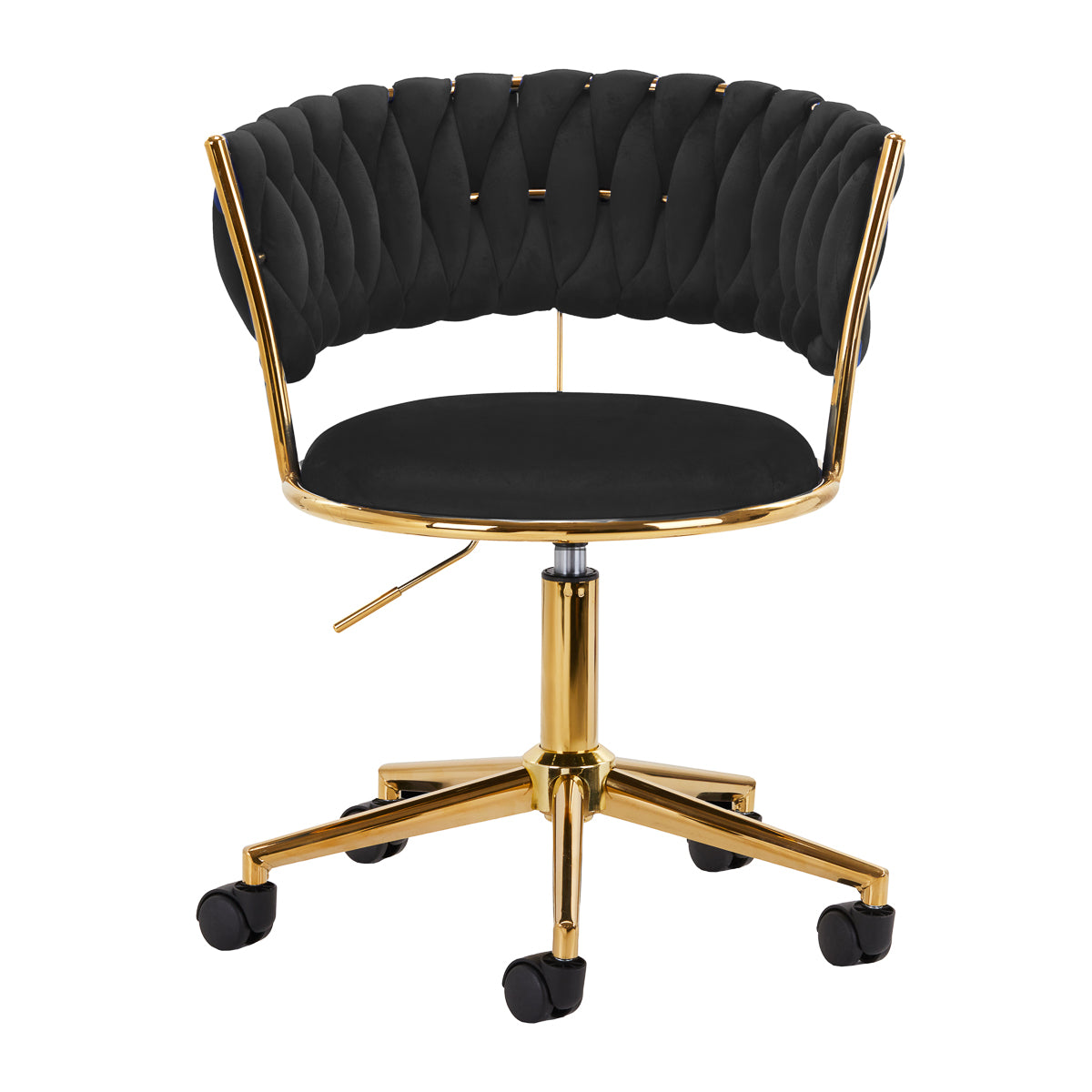 4Rico QS-GW01G Swivel Beauty Chair Black - full product view on a white background