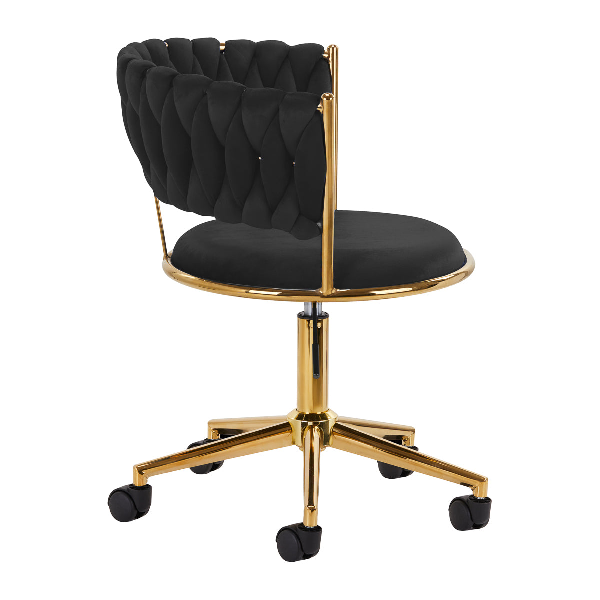 4Rico QS-GW01G Swivel Beauty Chair Black - full product view on a white background