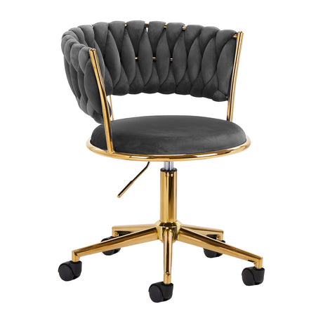 4Rico QS-GW01G Swivel Beauty Chair Grey - full product view at an angle on a white background