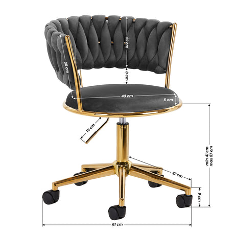 4Rico QS-GW01G Swivel Beauty Chair Grey - full product view on a white background