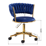 4Rico QS-GW01G Swivel Beauty Chair Navy Blue - full product view on a white background