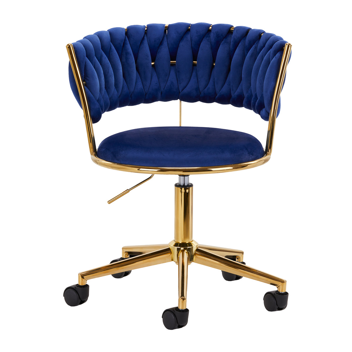 4Rico QS-GW01G Swivel Beauty Chair Navy Blue - full product view on a white background