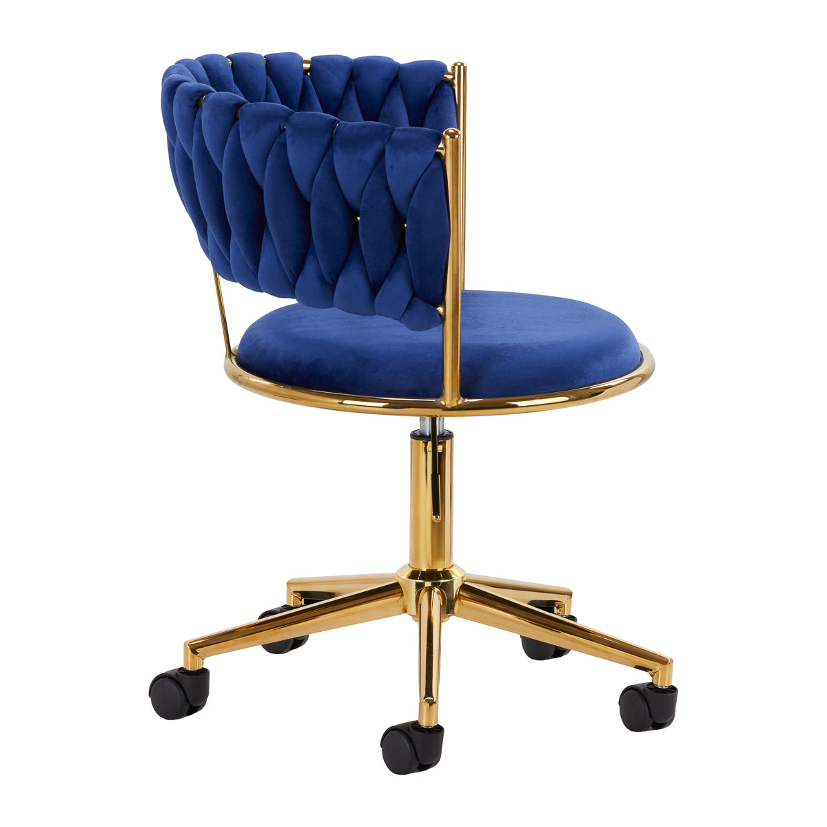 4Rico QS-GW01G Swivel Beauty Chair Navy Blue - full product view on a white background