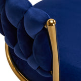 4Rico QS-GW01G Swivel Beauty Chair Navy Blue - close-up of the upholstery and construction details