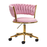 4Rico QS-GW01G Swivel Beauty Chair Pink - full product view at an angle on a white background