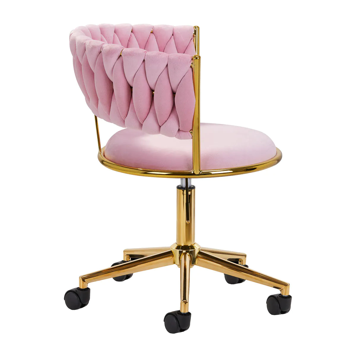 4Rico QS-GW01G Swivel Beauty Chair Pink - full product view on a white background