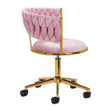 4Rico QS-GW01G Swivel Beauty Chair Pink - full product view on a white background