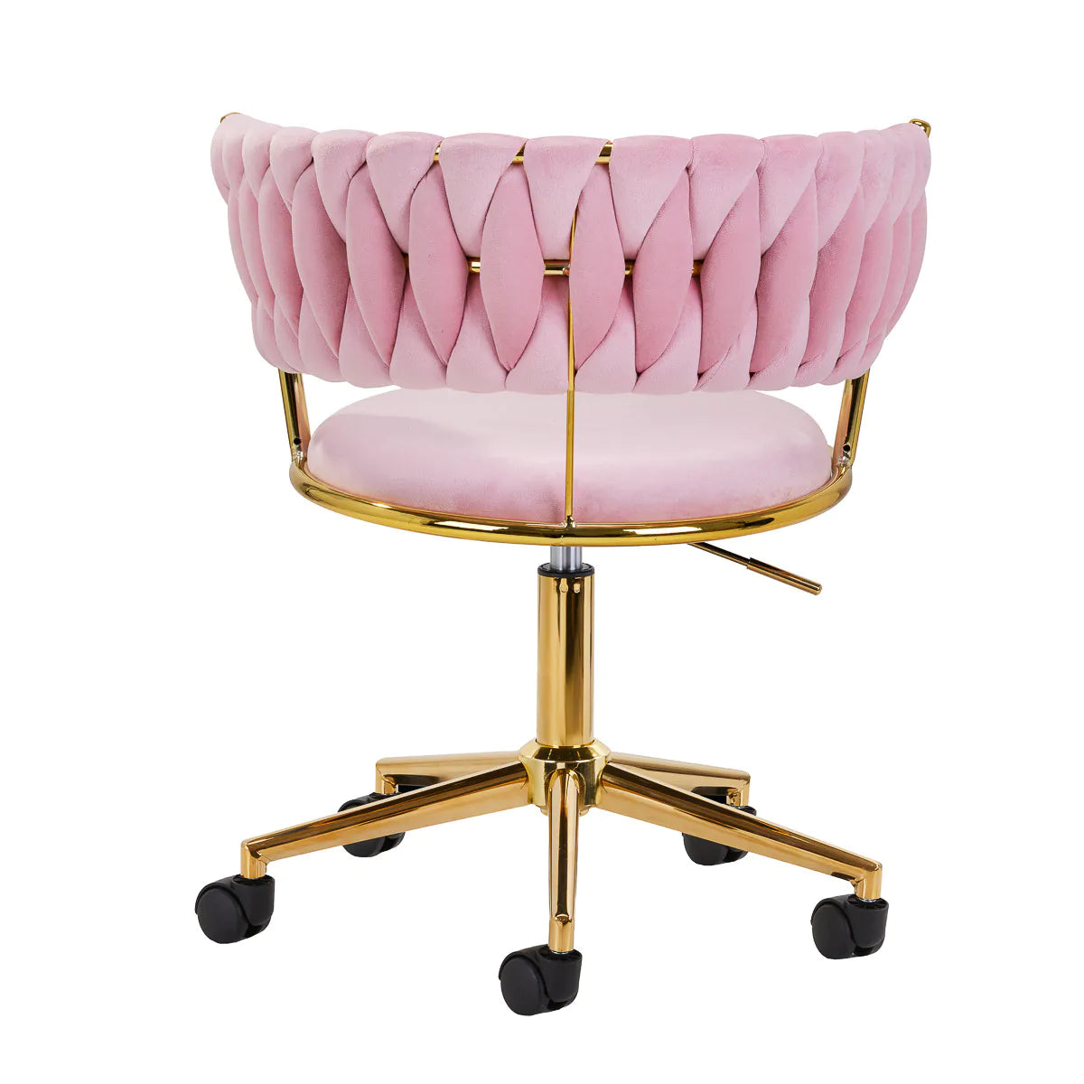 4Rico QS-GW01G Swivel Beauty Chair Pink - close-up of the upholstery and adjustment details