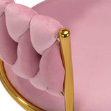 4Rico QS-GW01G Swivel Beauty Chair Pink - close-up of the upholstery and construction details