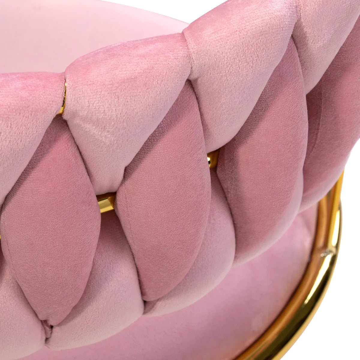 4Rico QS-GW01G Swivel Beauty Chair Pink - close-up of the upholstery and construction details