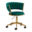 4Rico QS-GW01G Swivel Salon Chair Green - full product view at an angle on a white background