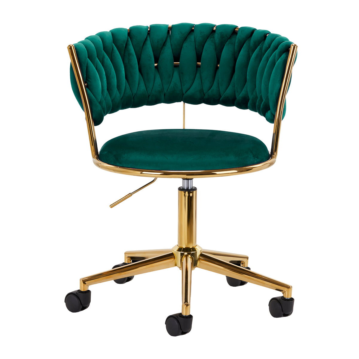 4Rico QS-GW01G Swivel Salon Chair Green - full product view on a white background