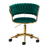 4Rico QS-GW01G Swivel Salon Chair Green - full product view on a white background