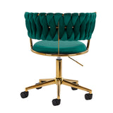 4Rico QS-GW01G Swivel Salon Chair Green - close-up of the upholstery and adjustment details