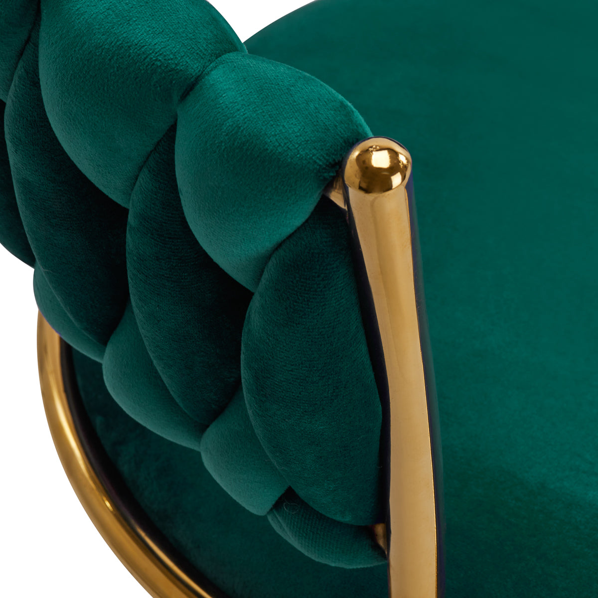 4Rico QS-GW01G Swivel Salon Chair Green - close-up of the upholstery and construction details