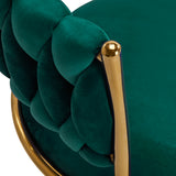 4Rico QS-GW01G Swivel Salon Chair Green - close-up of the upholstery and construction details