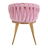 4Rico QS-GW06G Salon Chair Pink - close-up of the upholstery and adjustment details