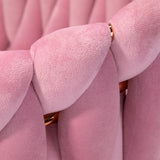 4Rico QS-GW06G Salon Chair Pink - close-up of the upholstery and construction details